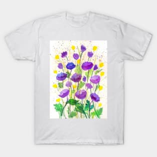 Purple poppies watercolor painting T-Shirt